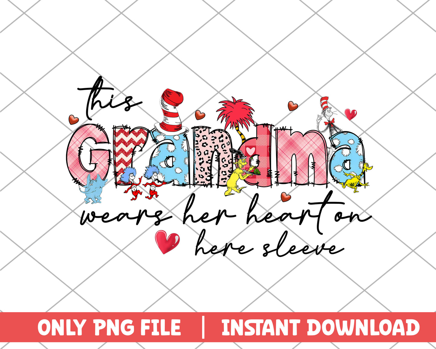 This grandma wears her heart on here sleeve png
