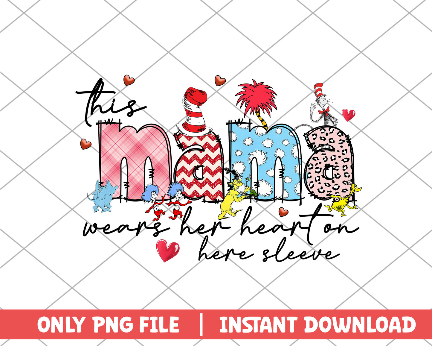 This mama wears her heart on here sleeve png