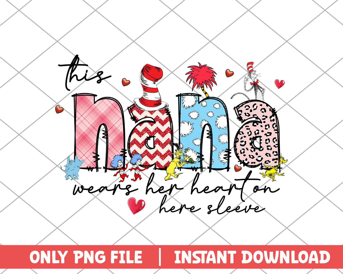 This nana wears her heart on here sleeve png