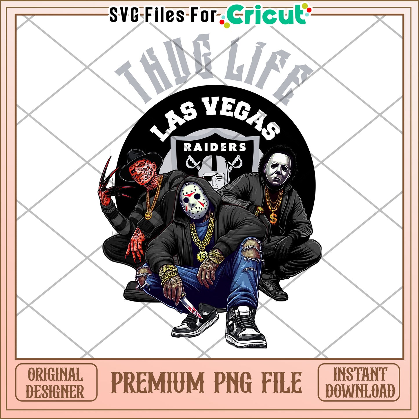 Thug Life Las Vegas Raiders PNG Design, Ideal for Cricut Projects