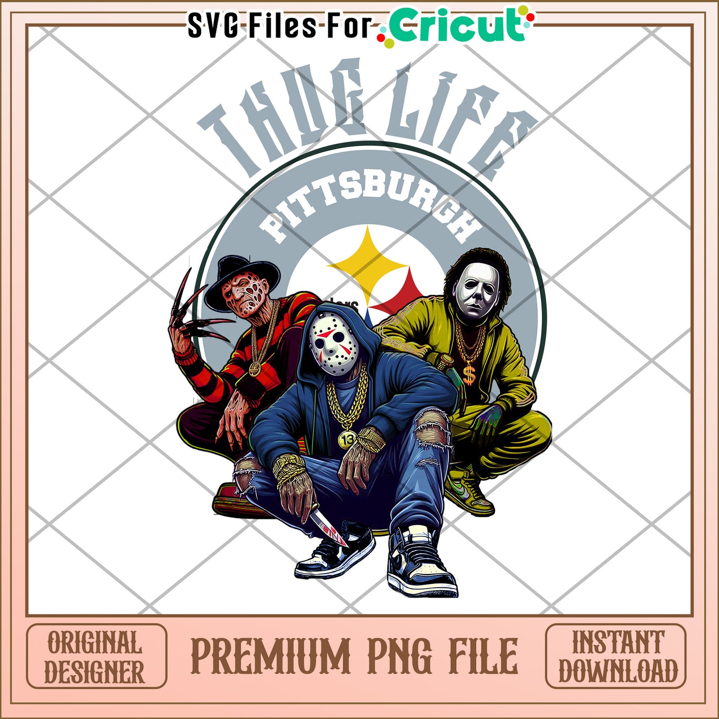 Thug Life Pittsburgh Graphic Design, Premium PNG for Download