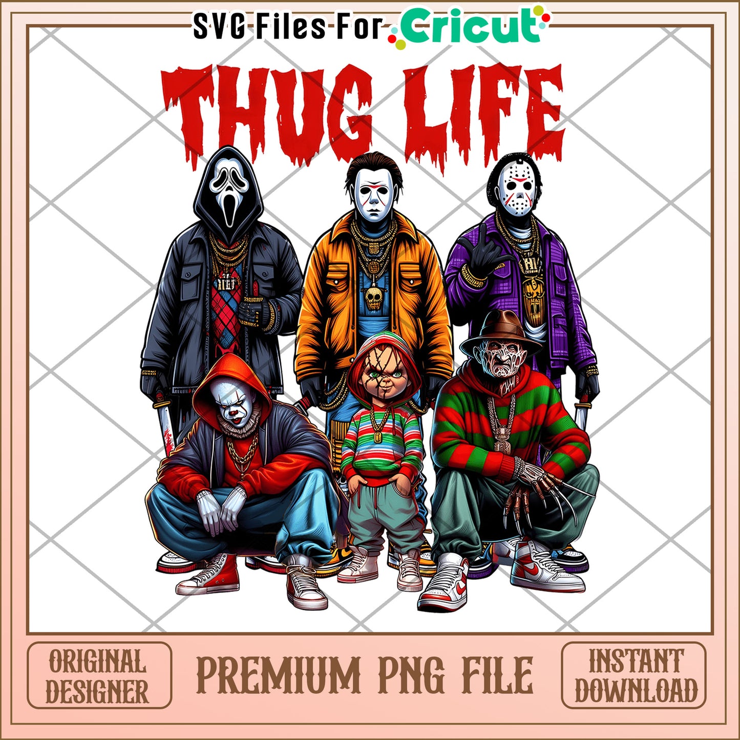 Thug life scary design png, halloween png, times for halloween png