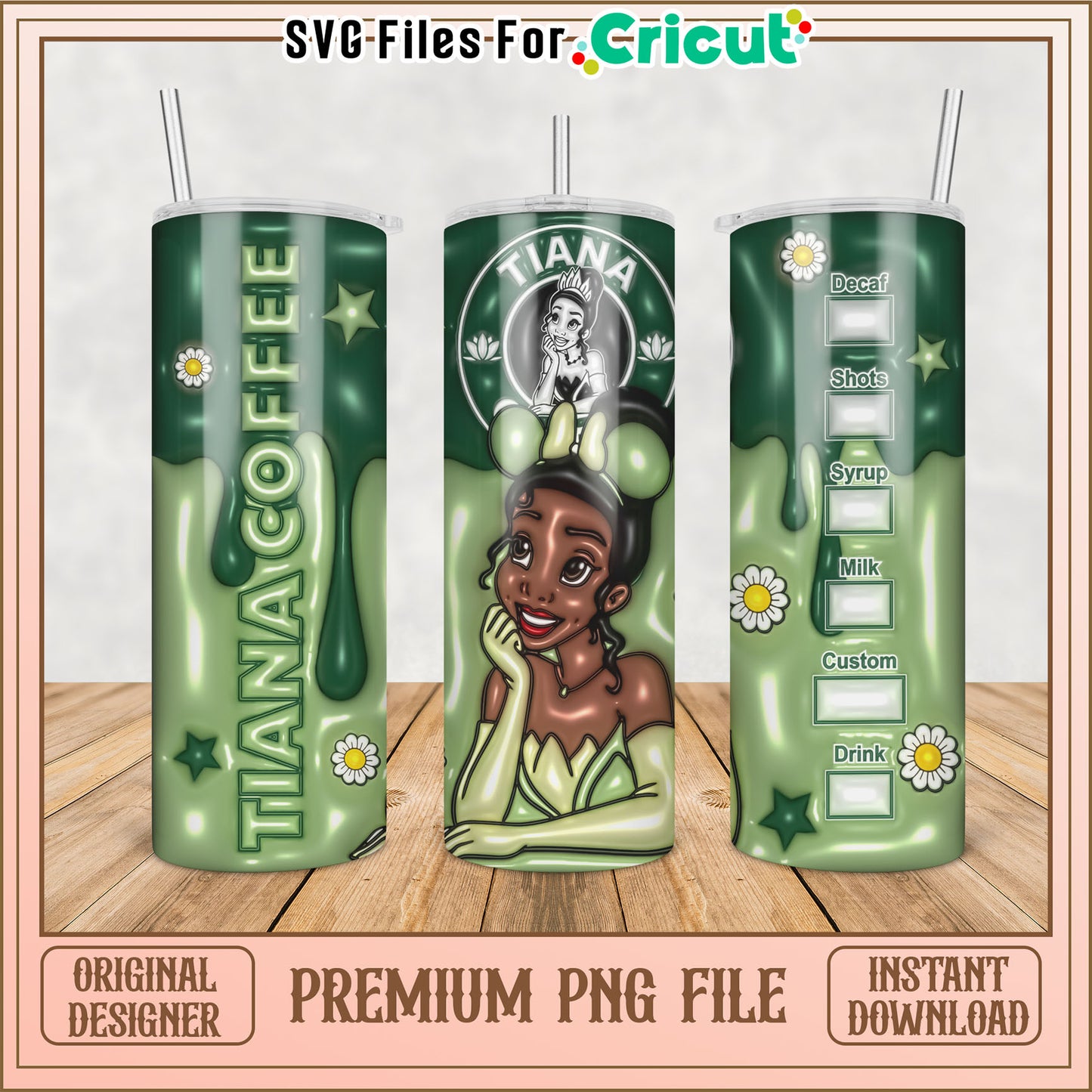 Tiana Coffee Tumbler PNG Design