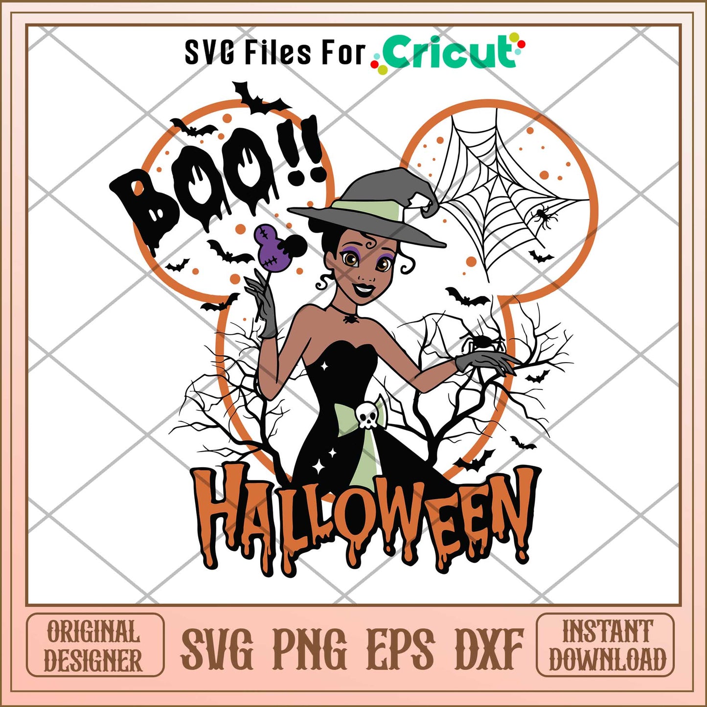 Tiana Princess Boo Halloween Svg, Disney princess name svg, digital download