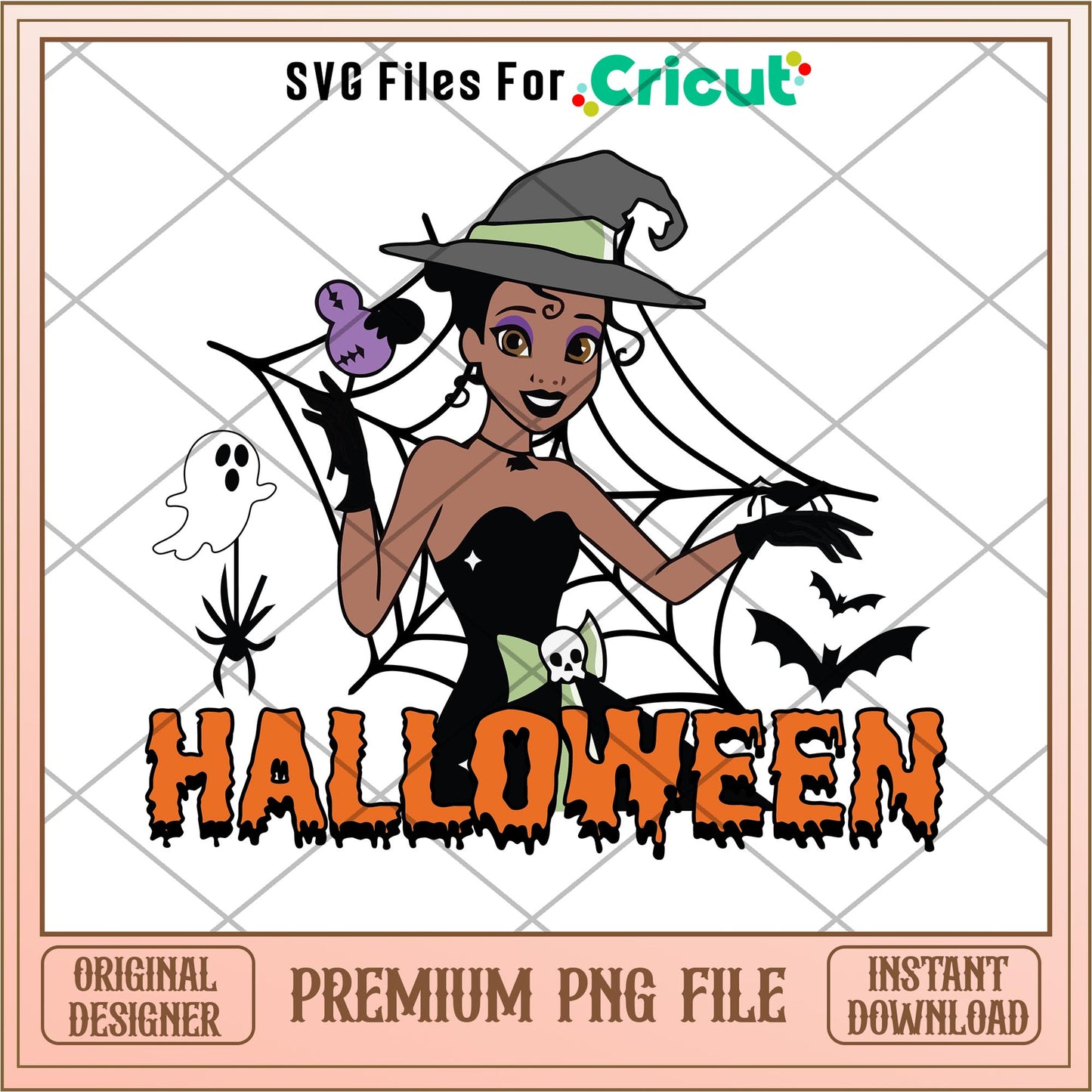 Tiana Princess Halloween png, Disney princess name png, digital download