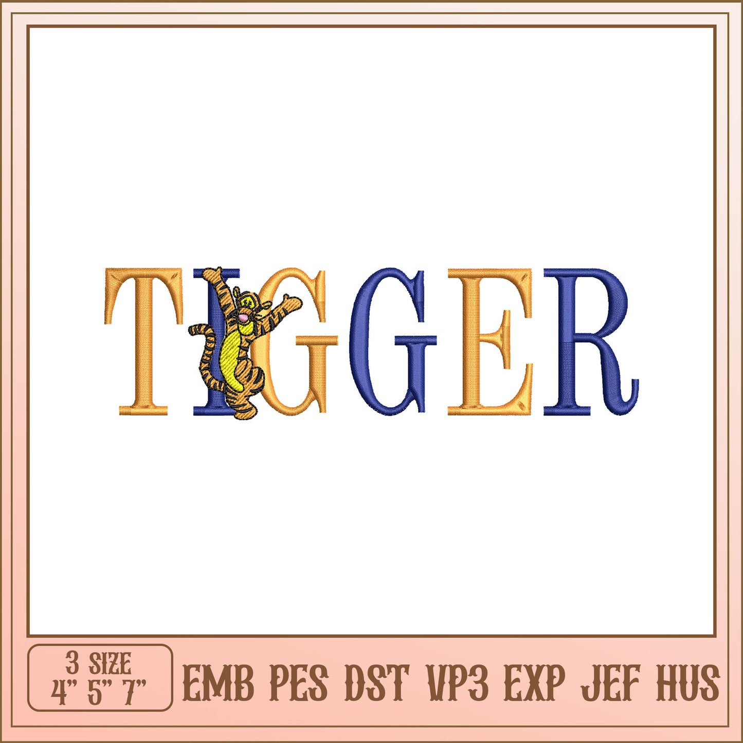 Tigger Embroidery Design 4x7 Inch