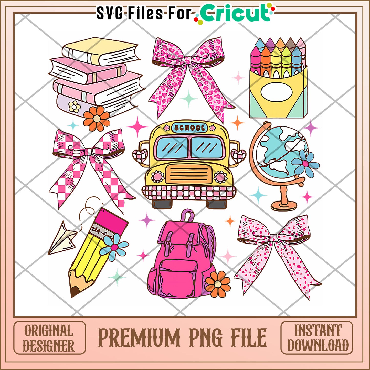 Time for school design png, cute stationery design png, back to school items png