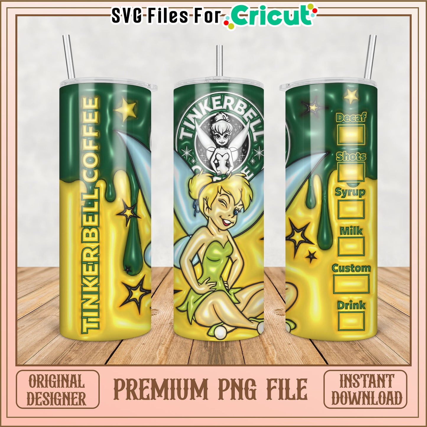 Tinkerbell Coffee PNG Sublimation
