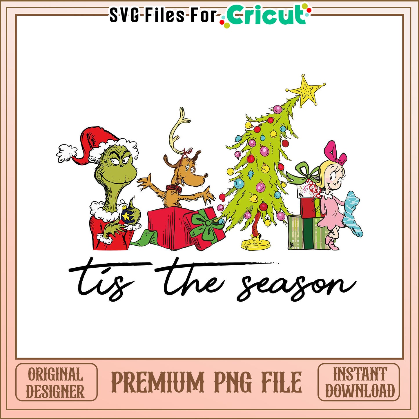 Tis the Season Christmas Design for Cricut, Cute Holiday PNG File
