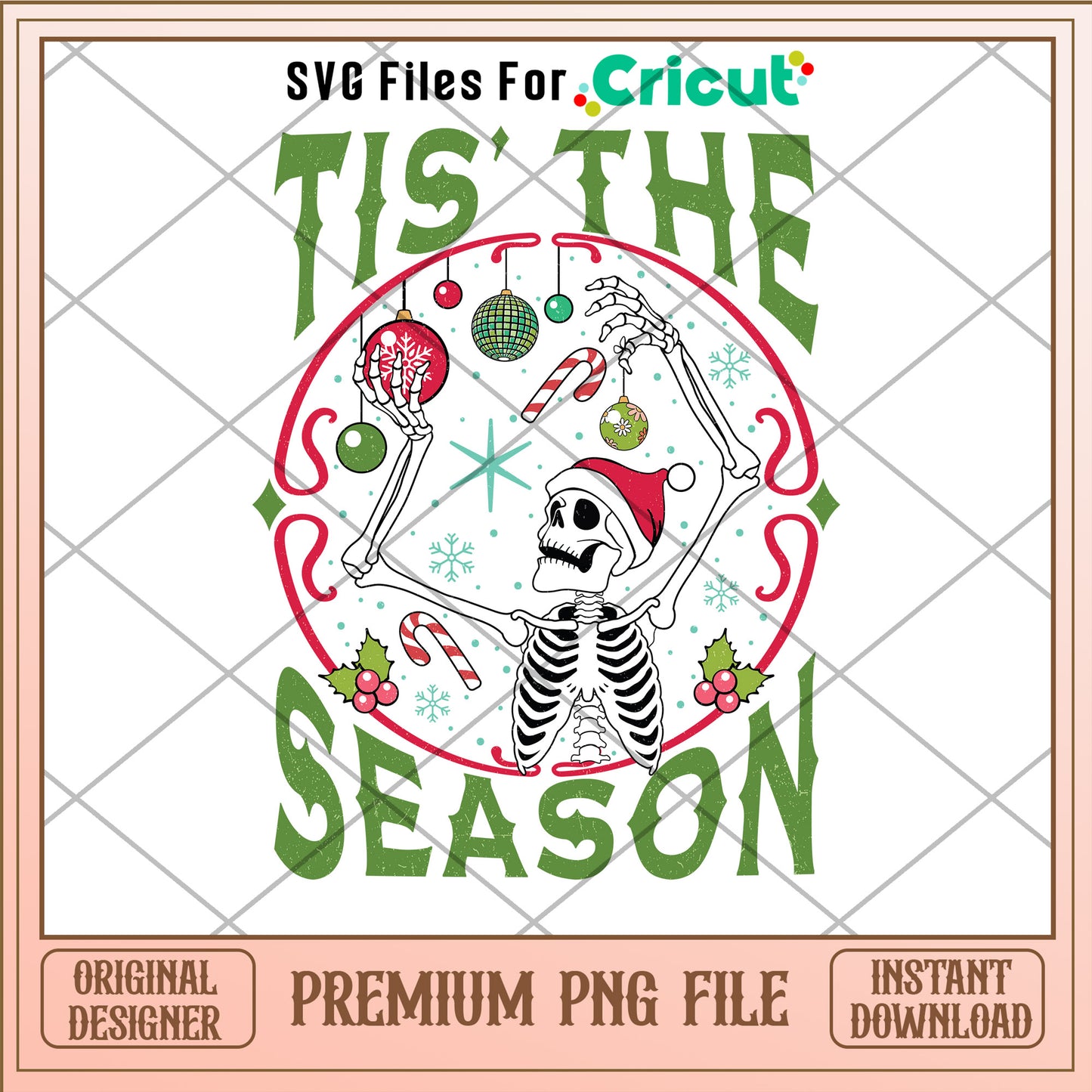 Tis the season png, skeleton santa hat png, merry christmas png