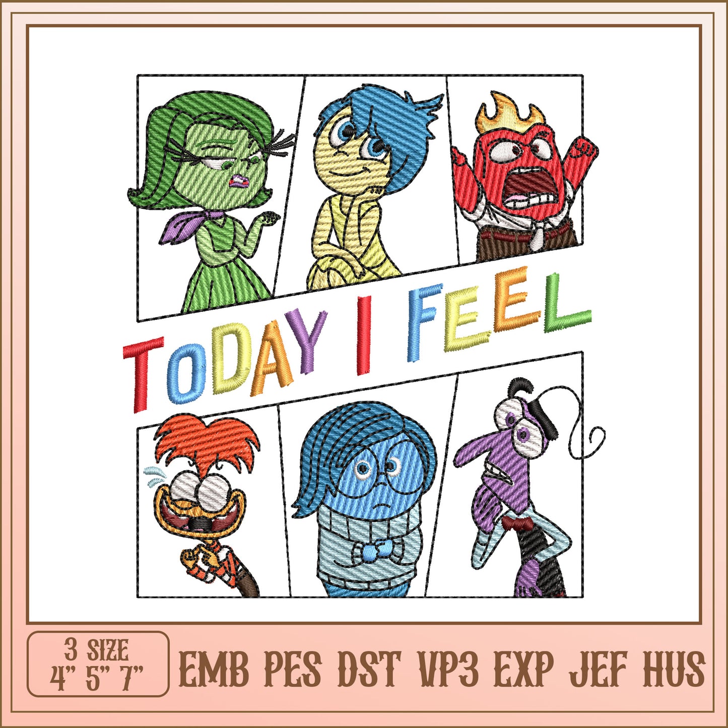 Today I Feel Embroidery Design for Various Machine Formats