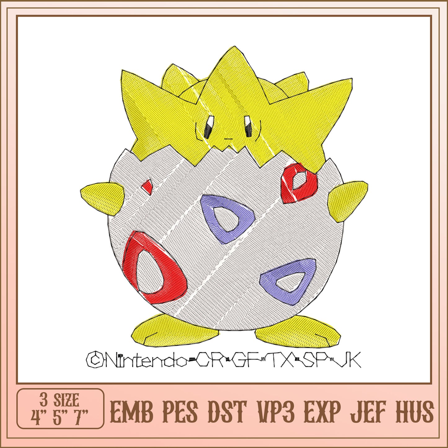 Togepi Embroidery Design
