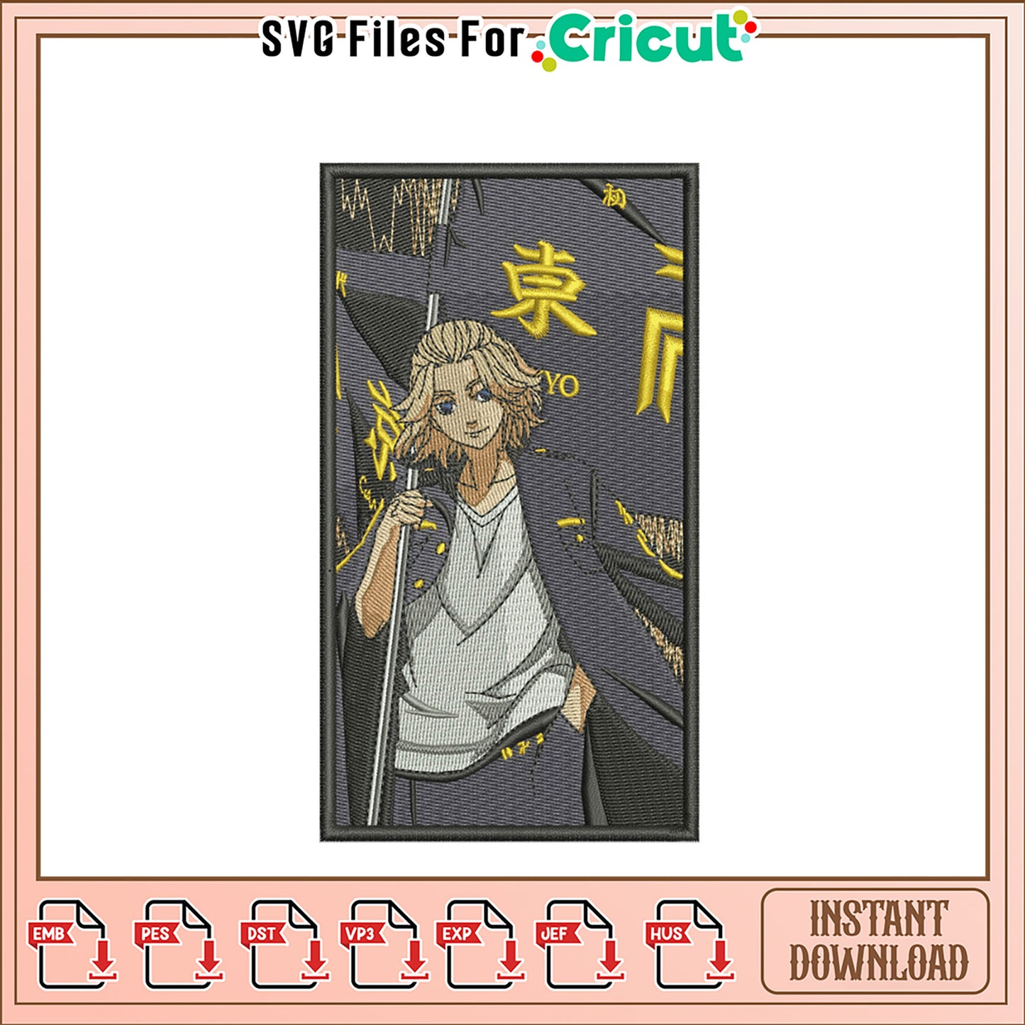 Tokyo Revengers Mikey Embroidery Design Instant Download