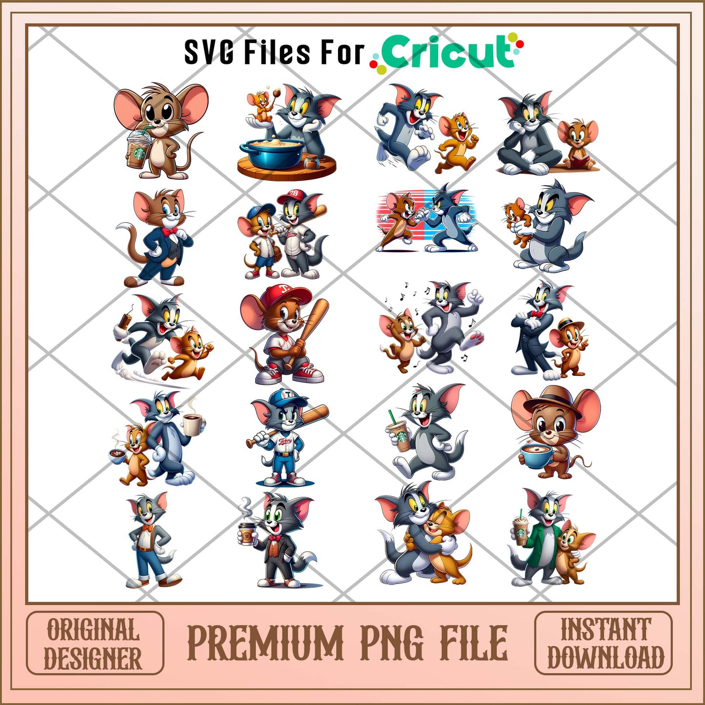 Tom and Jerry Chibi png bundle, Tom and Jerry cute art bundle