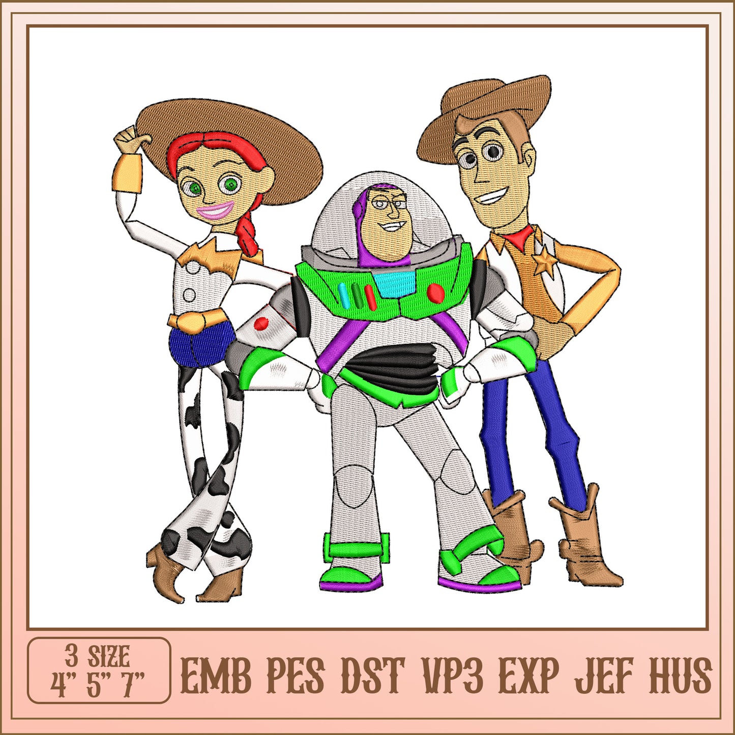 Toy Character Embroidery Design for Creative Projects 4-7 Inch