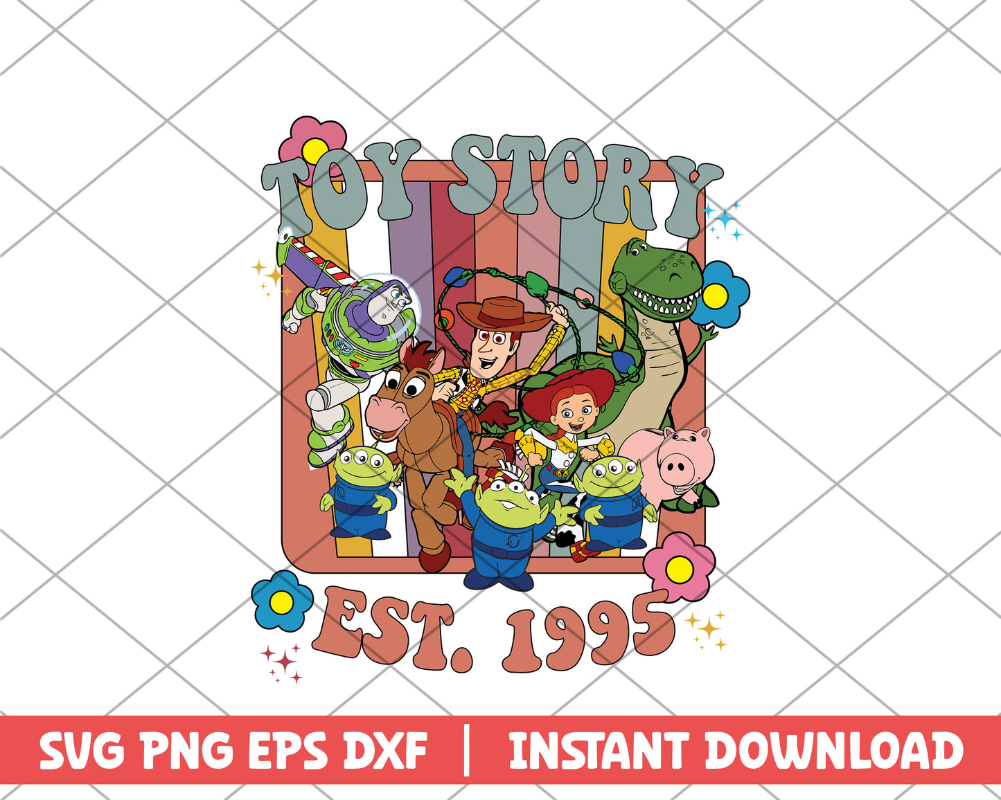 Toy story est 1995 disney svg