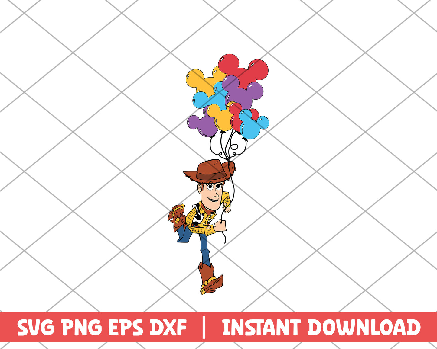Toy story woody balloon disney svg