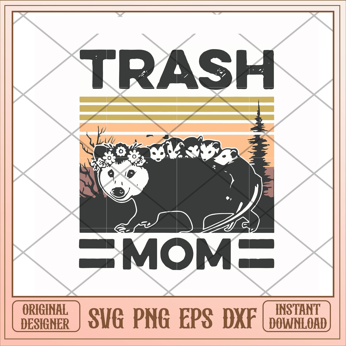 Trash mom opossum lover svg, trash mom svg, camping svg