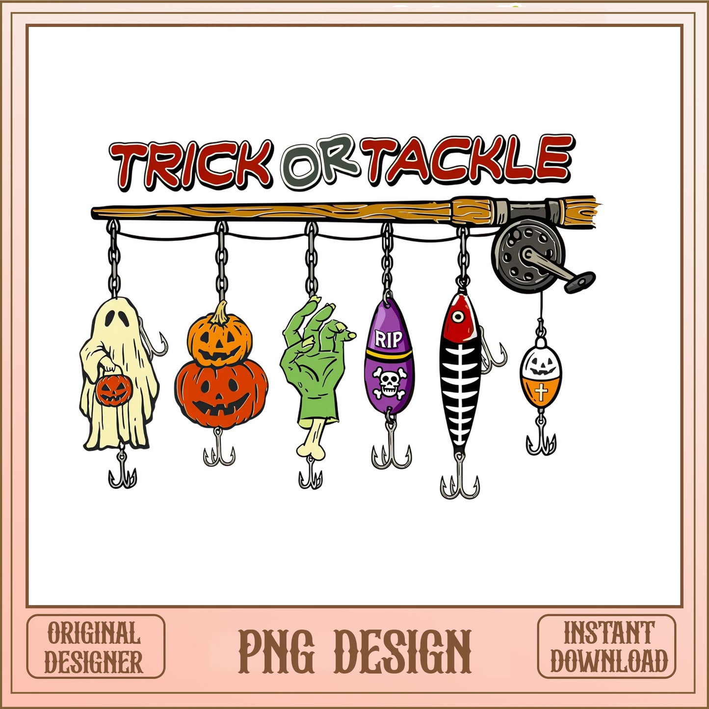 Trick Or Tackle Halloween Fishing PNG, Fisher PNG, Halloween PNG