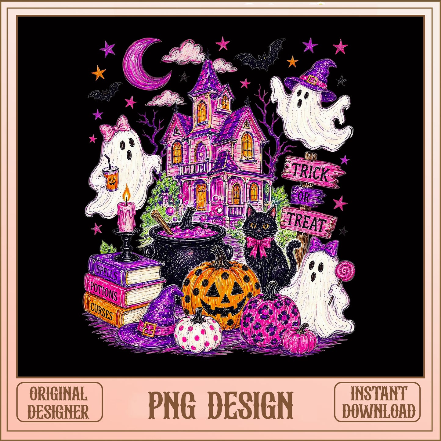 Trick Or Treat Haunted House PNG, Halloween Ghost PNG, Spooky PNG