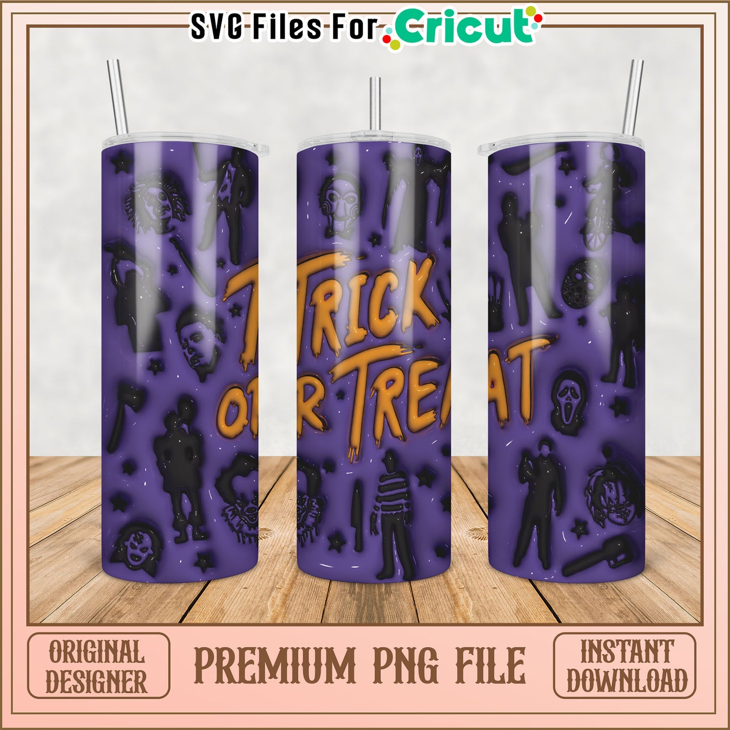 Trick or Treat Halloween Tumbler PNG for Cricut Instant Download