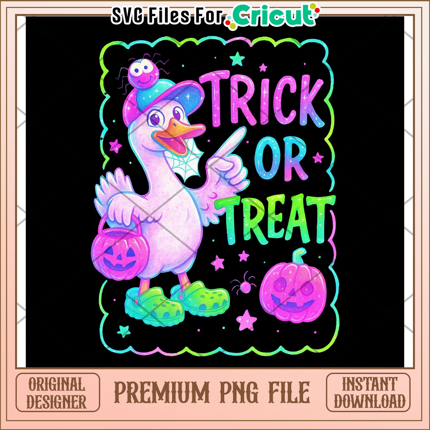 Trick or treat goose neon png, halloween characters png, halloween cartoons png
