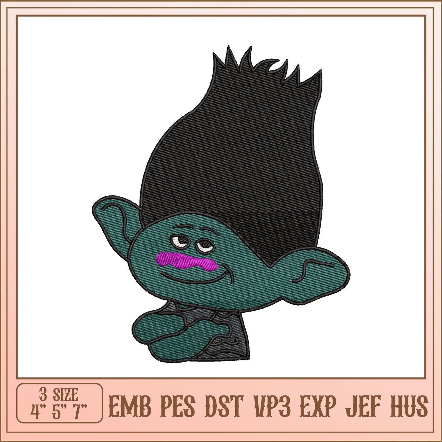Trolls Embroidery Design 3 Sizes