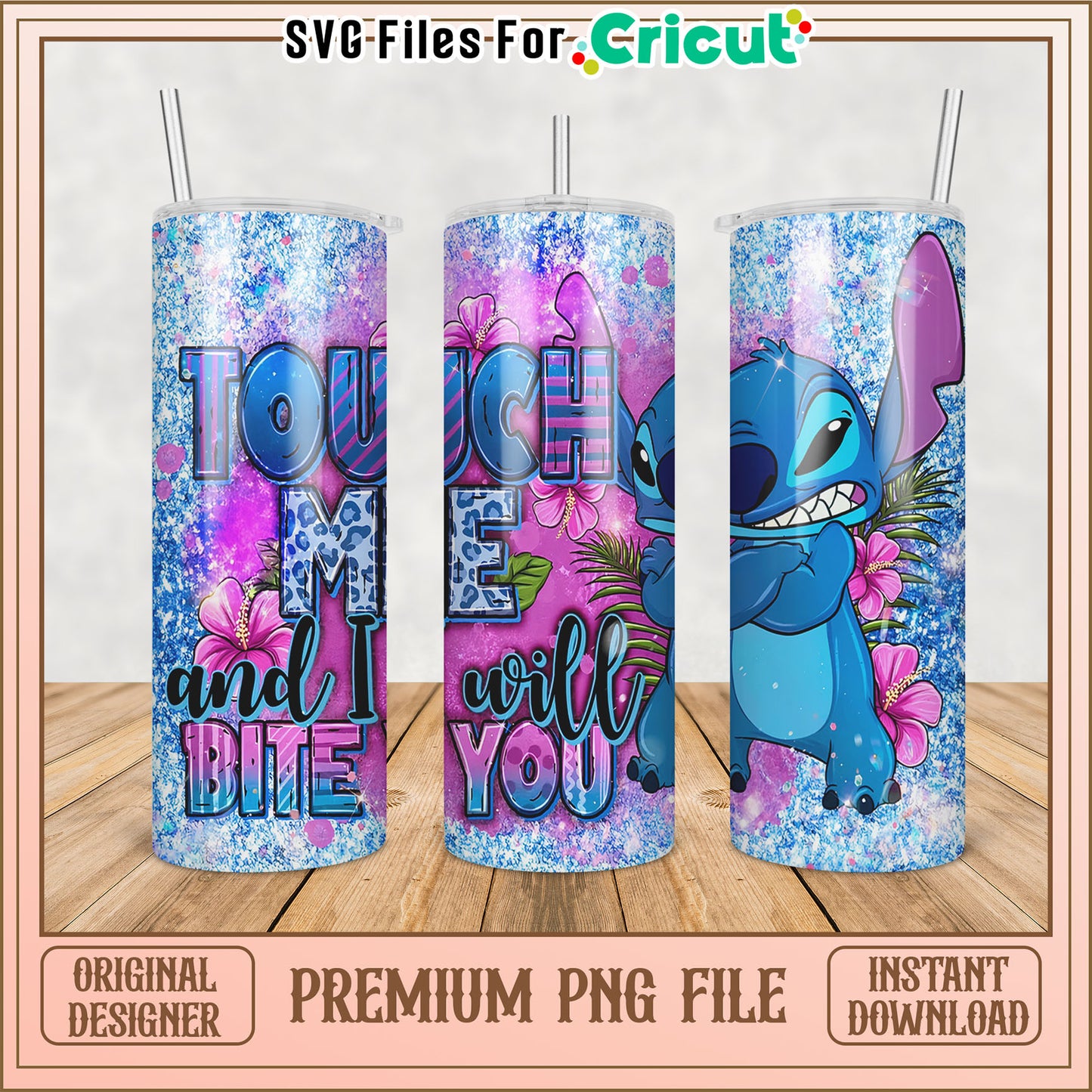 Tropical Touch Me and Bite You Tumbler PNG Design