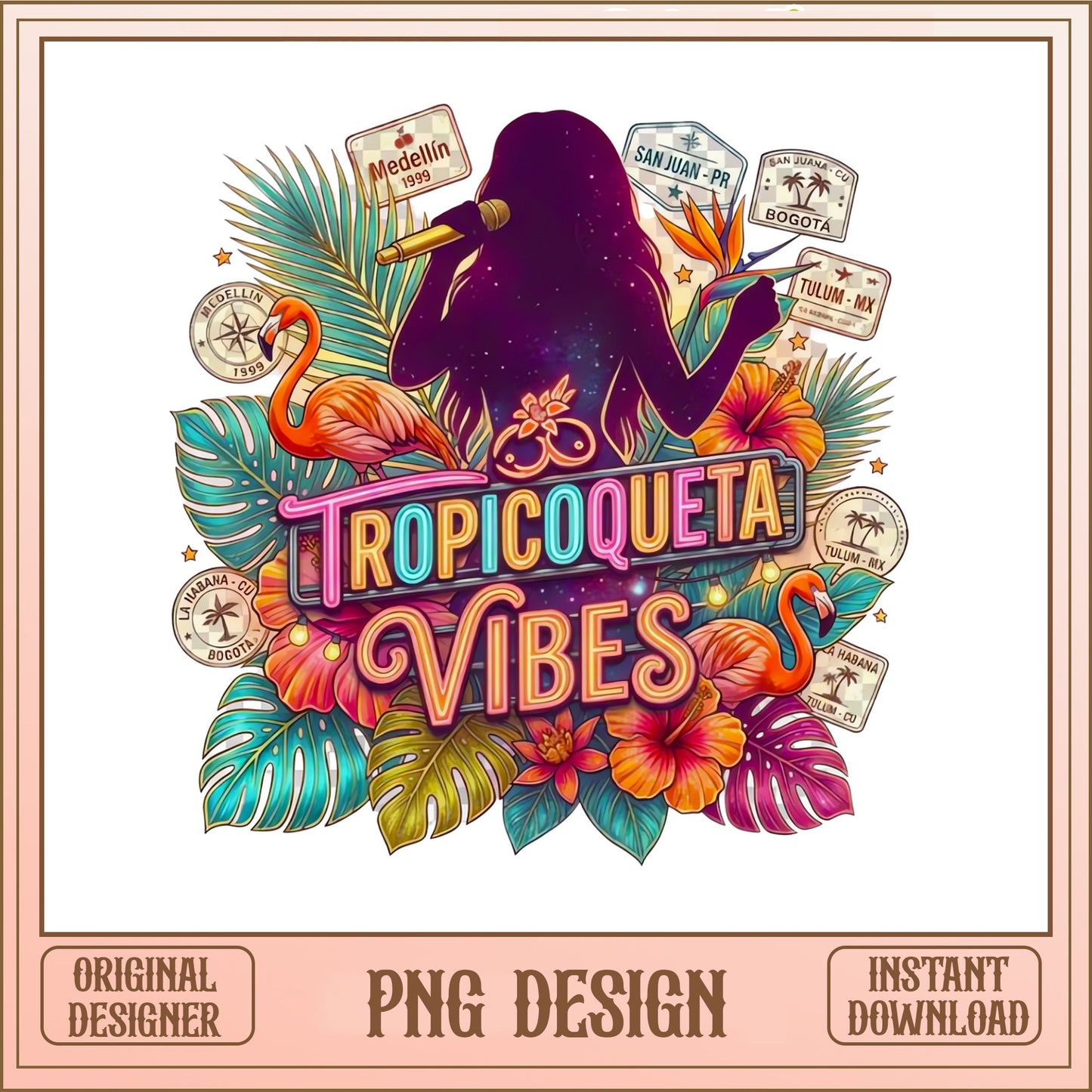 Tropicoqueta Vibes PNG, Latina Singer Tropical Design, Summer PNG