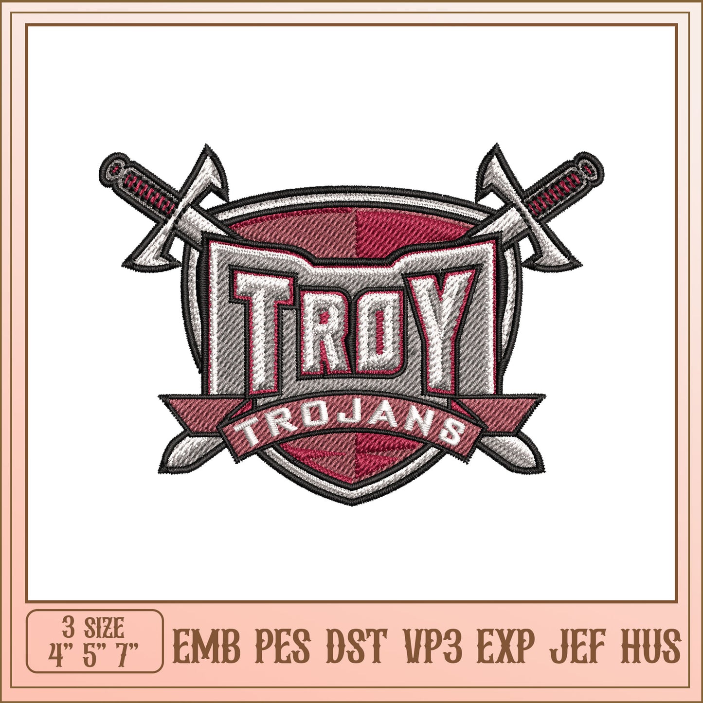 Troy Trojans Embroidery Design