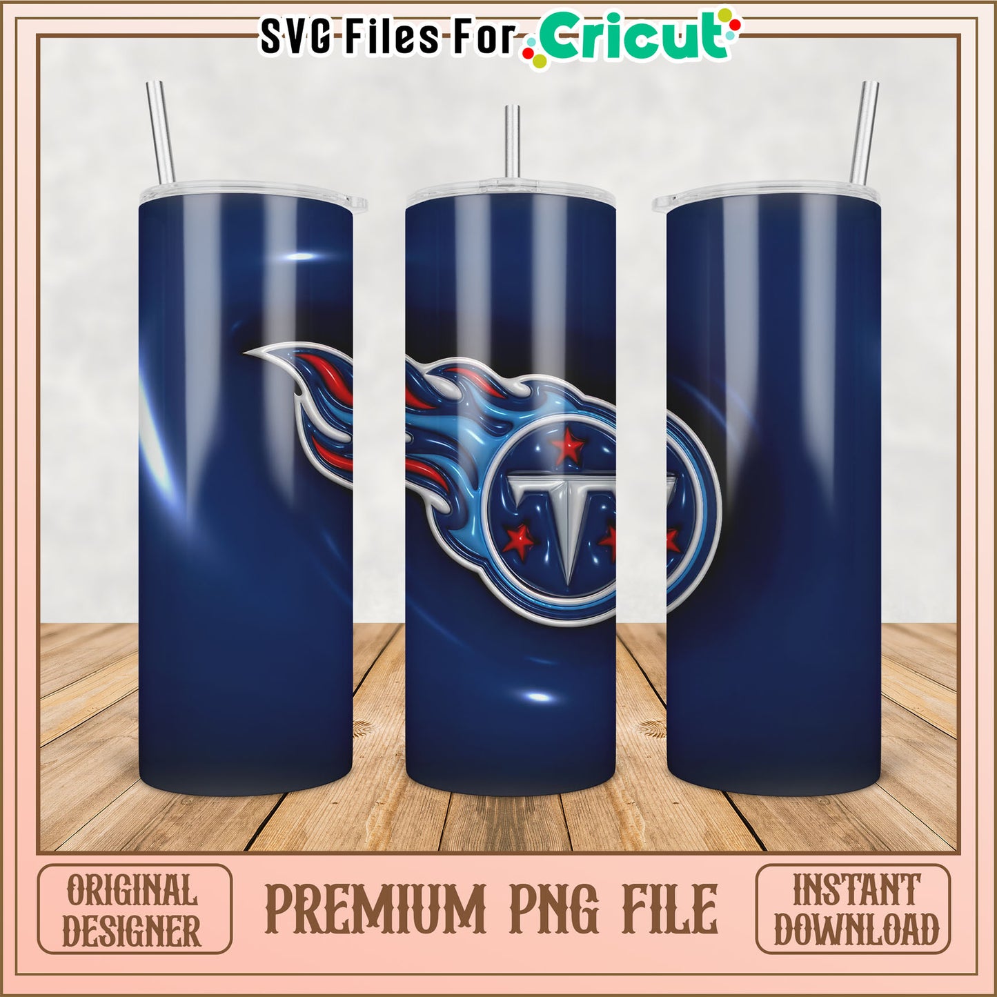 Tumbler Design PNG File for Cricut with Sports Team Theme