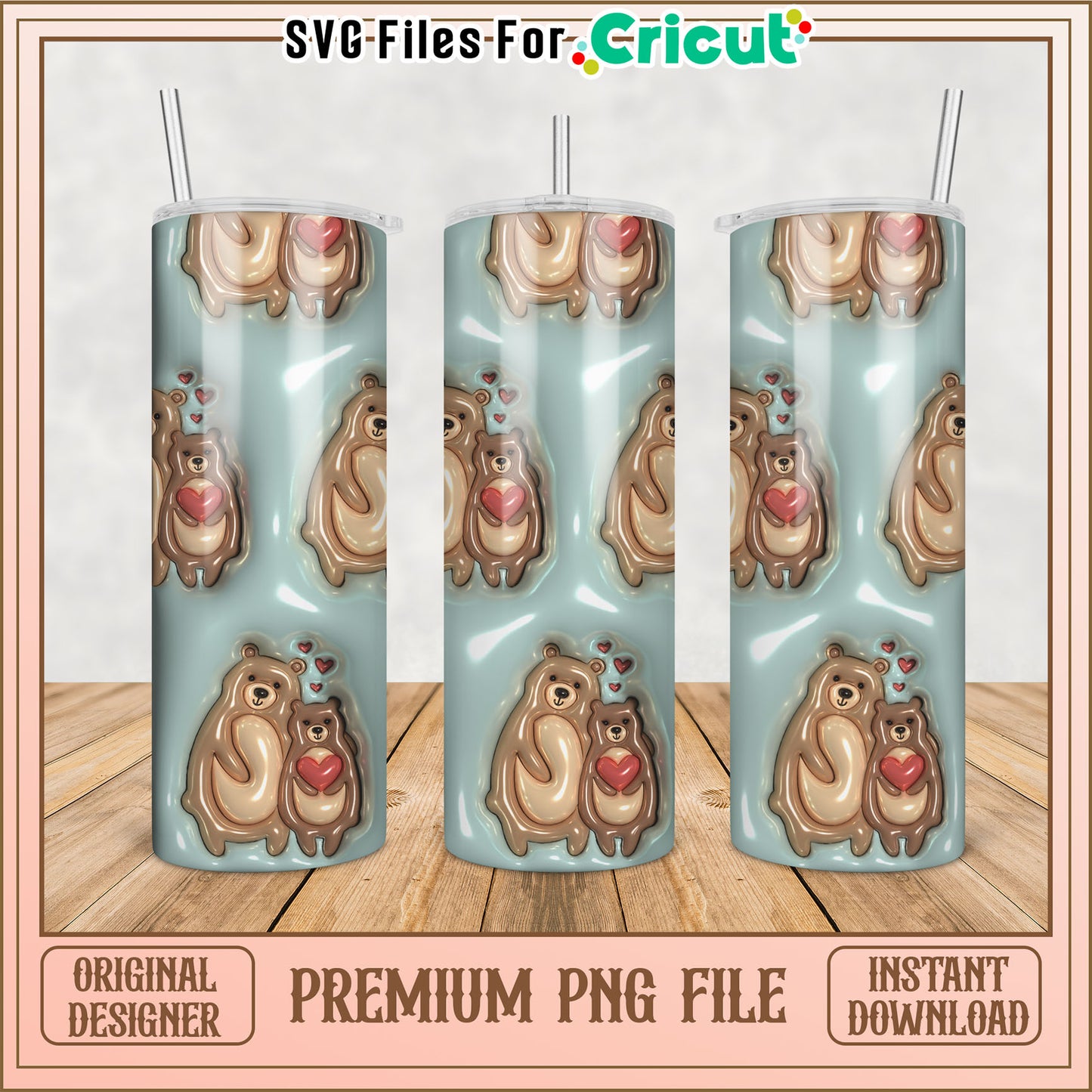 Tumbler PNG Cute Bear Design