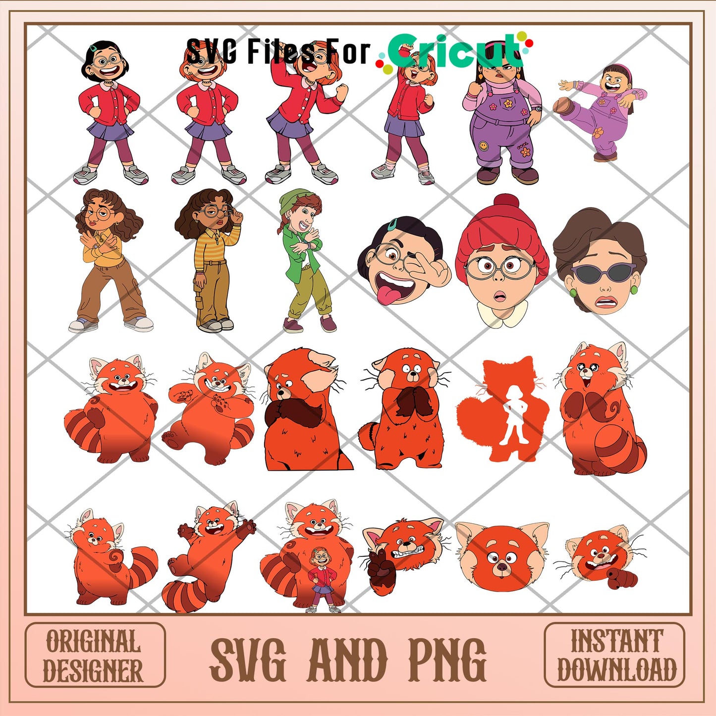 Disney Turning red movie characters svg bundle