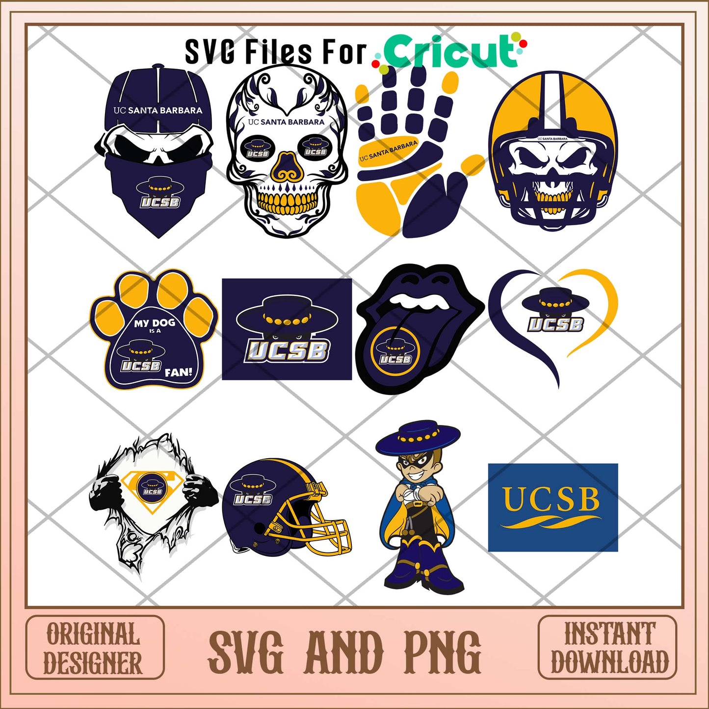 UC Santa Barbara skull svg, UC Santa Barbara svg bundle, NCAA svg