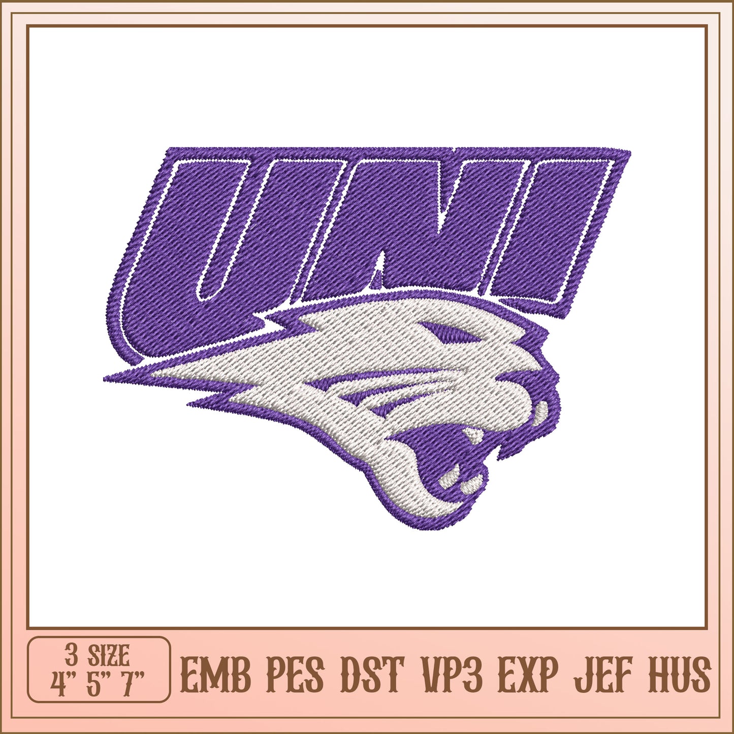 UNI Embroidery Design for Apparel in Three Sizes Available