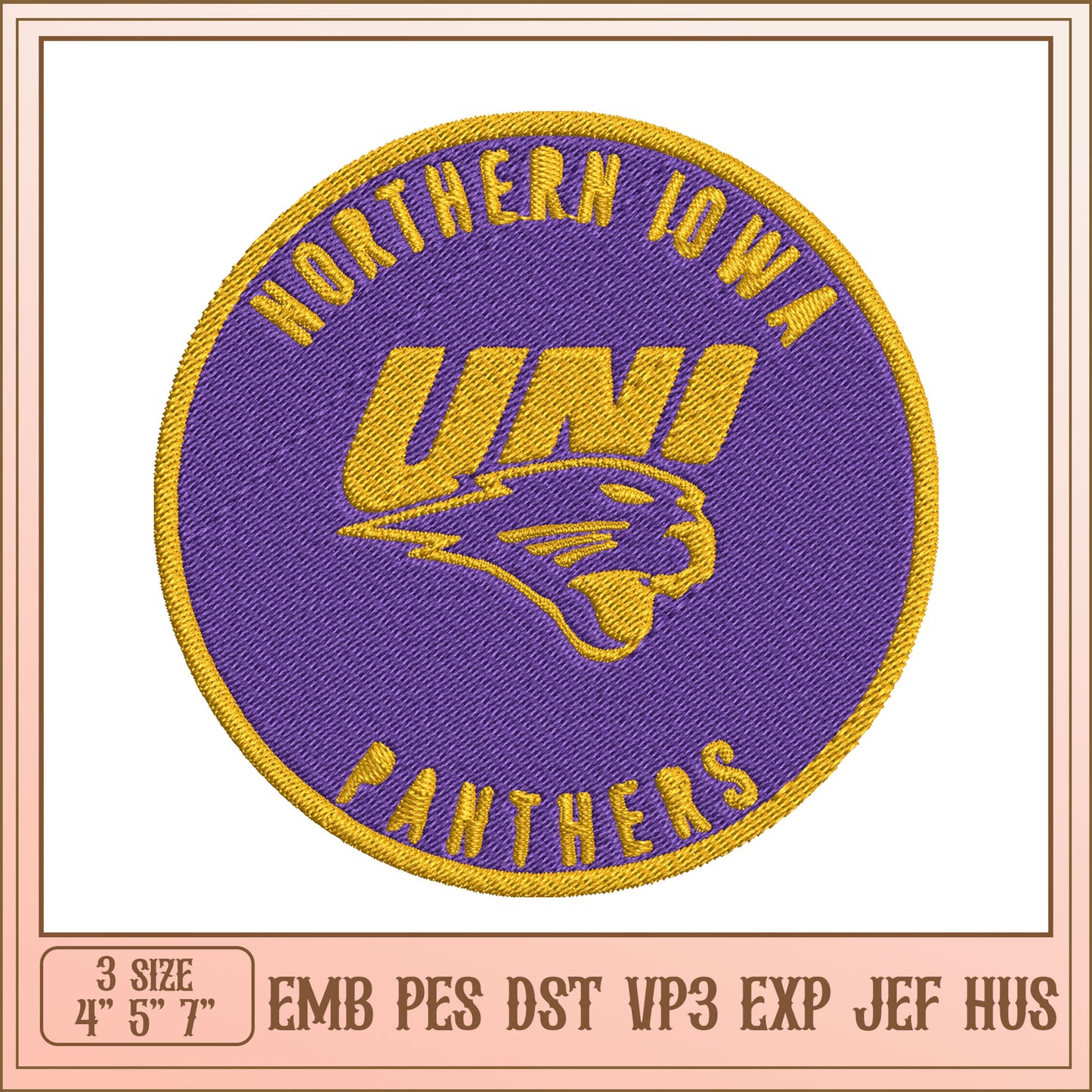 UNI Panthers Embroidery Design - 3 Sizes