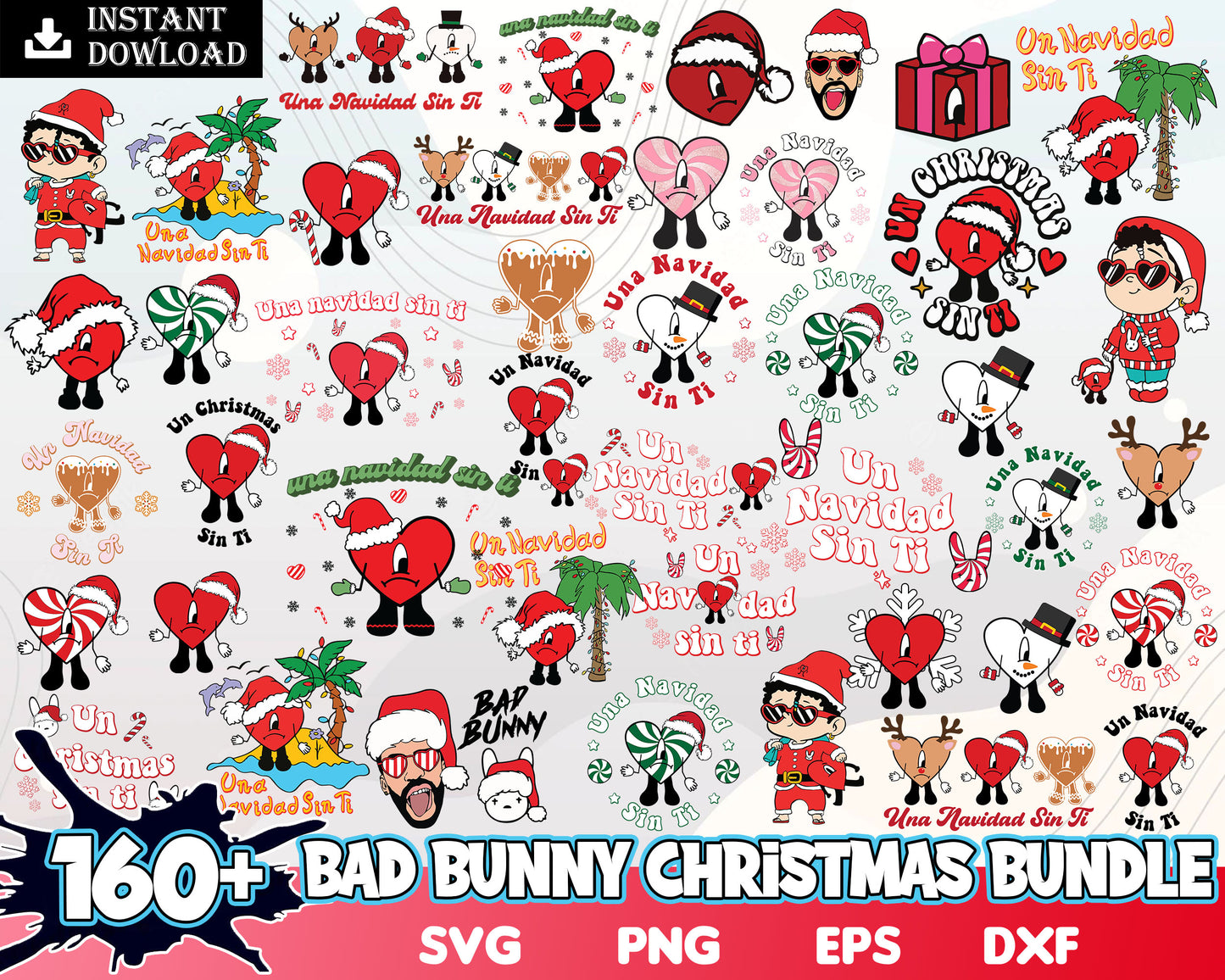 Una navidad sin ti christmas bundle svg, bad bunny christmas svg