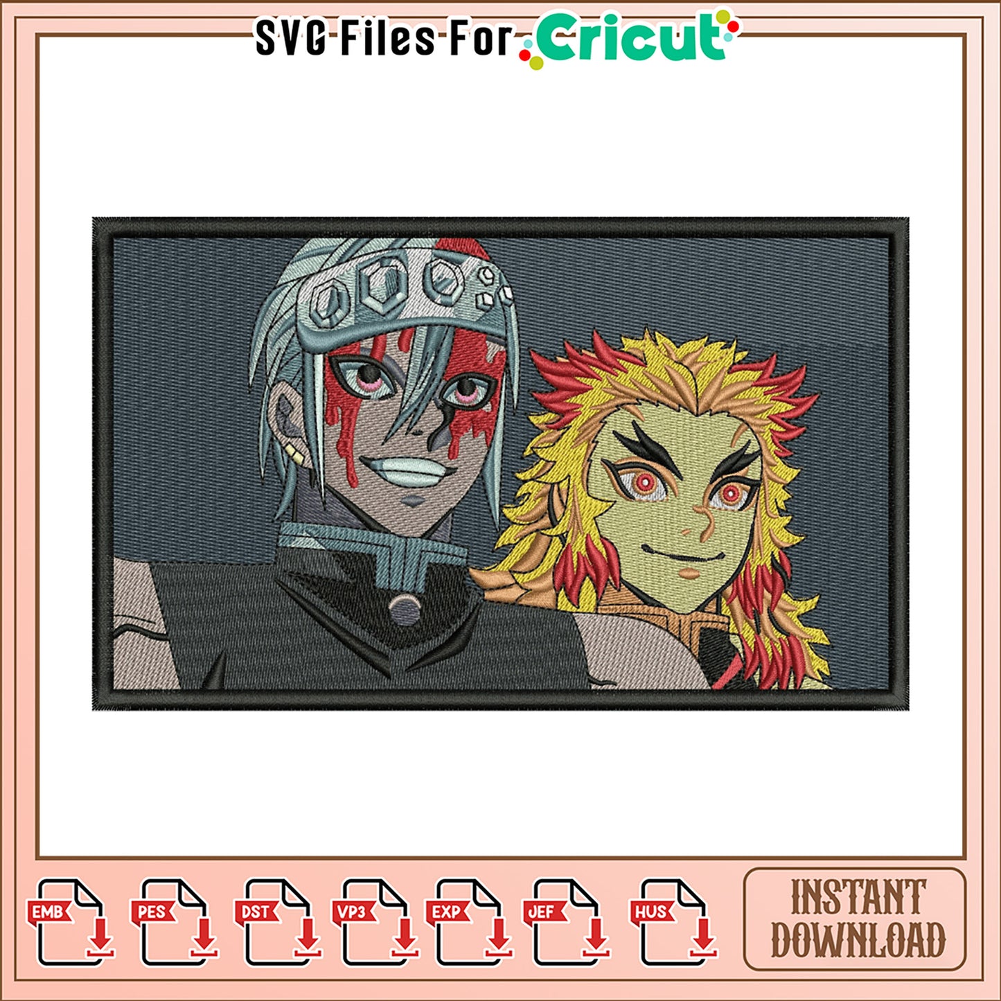 Unique Anime Embroidery Design for Instant Download