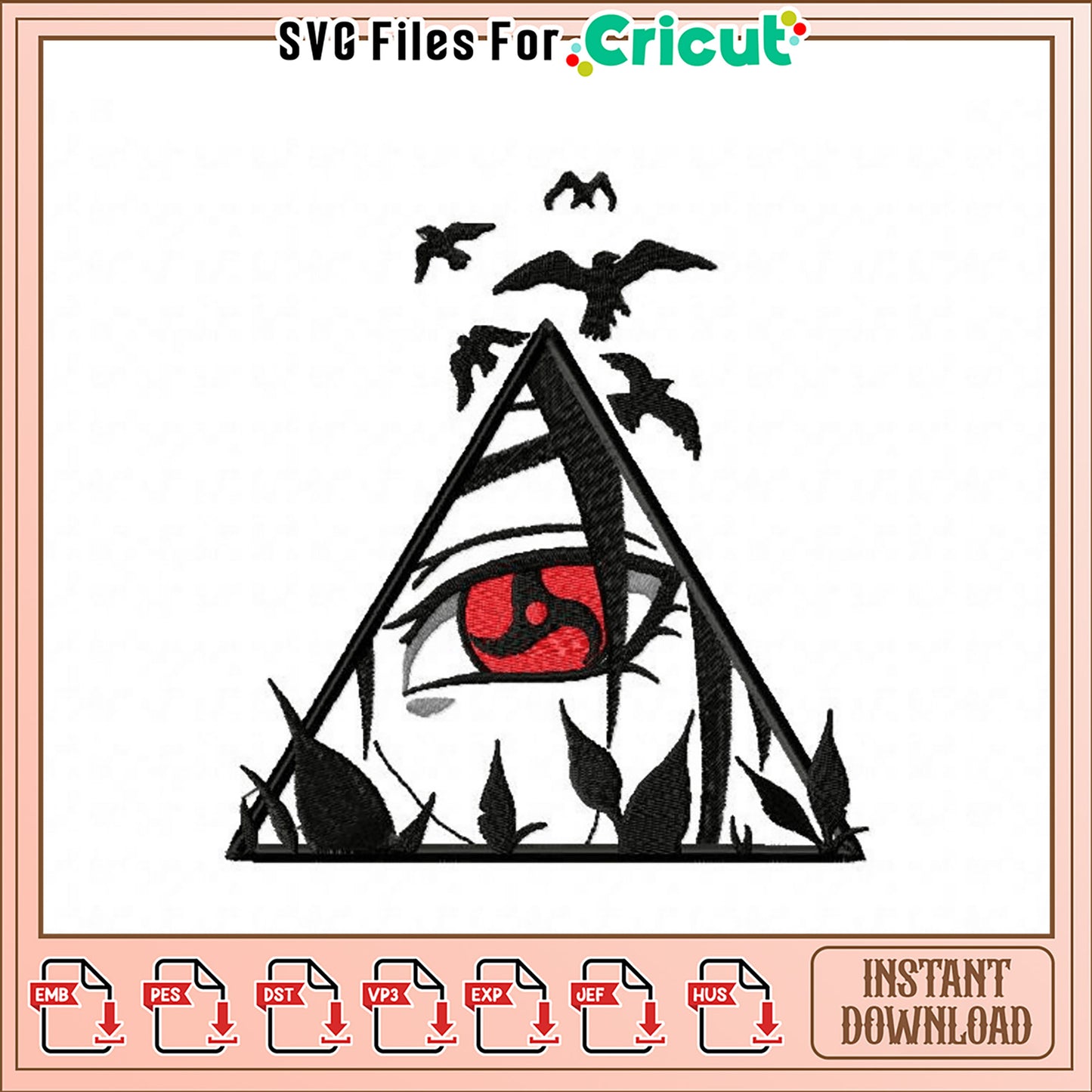 Unique Eye in Triangle Embroidery Design for Crafts
