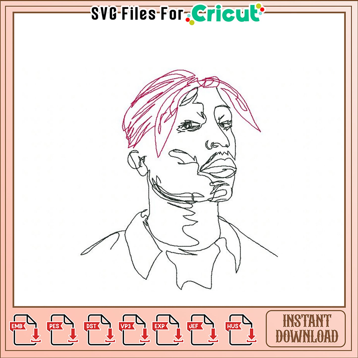 Unique Outline Embroidery Design for Instant Download