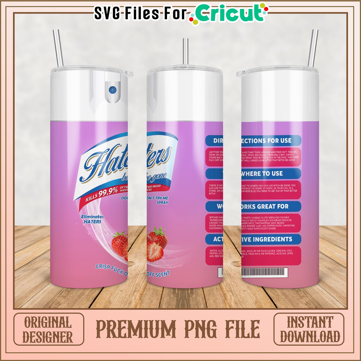 Unique Tumbler PNG Design for Cricut with Fun Haters Theme