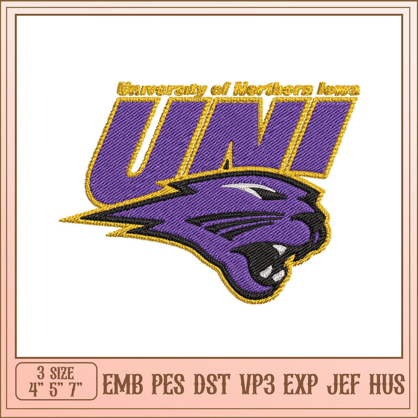 University of Northern Iowa Embroidery Design for Stitching