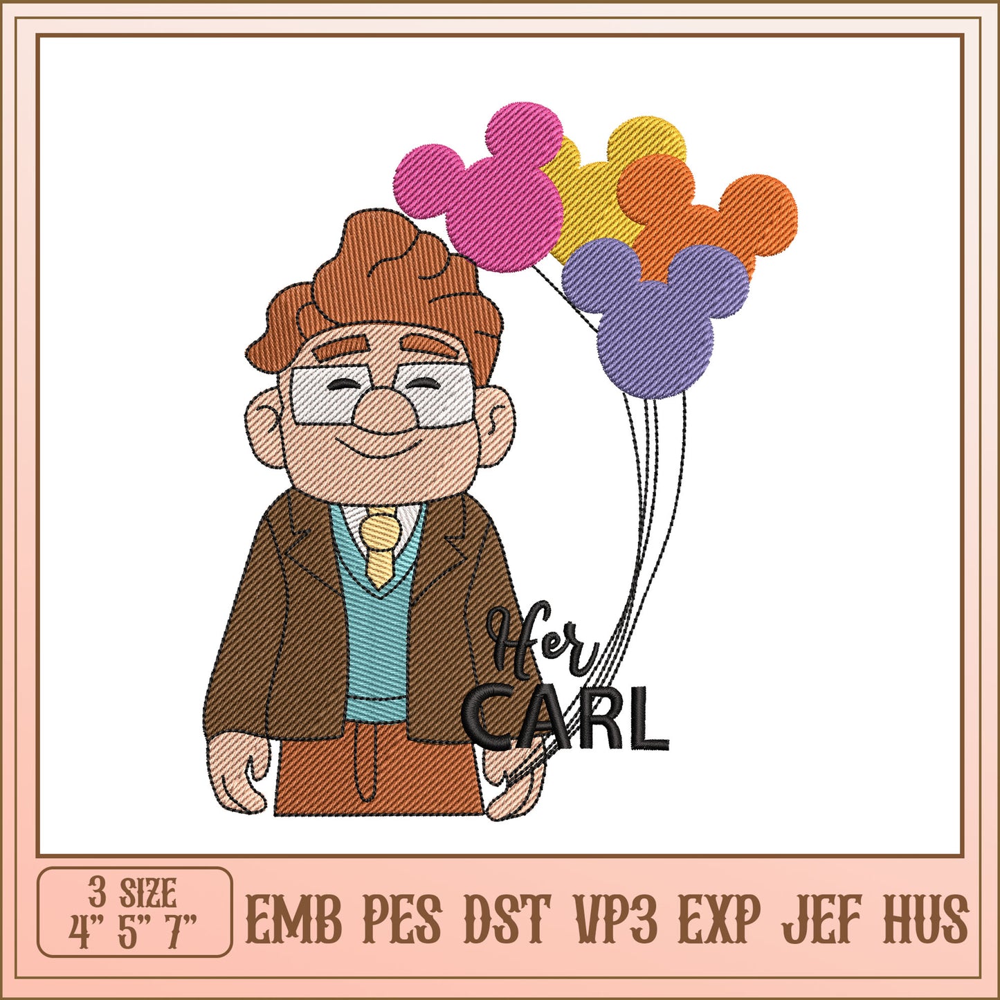 Up Embroidery Design Carl Balloons