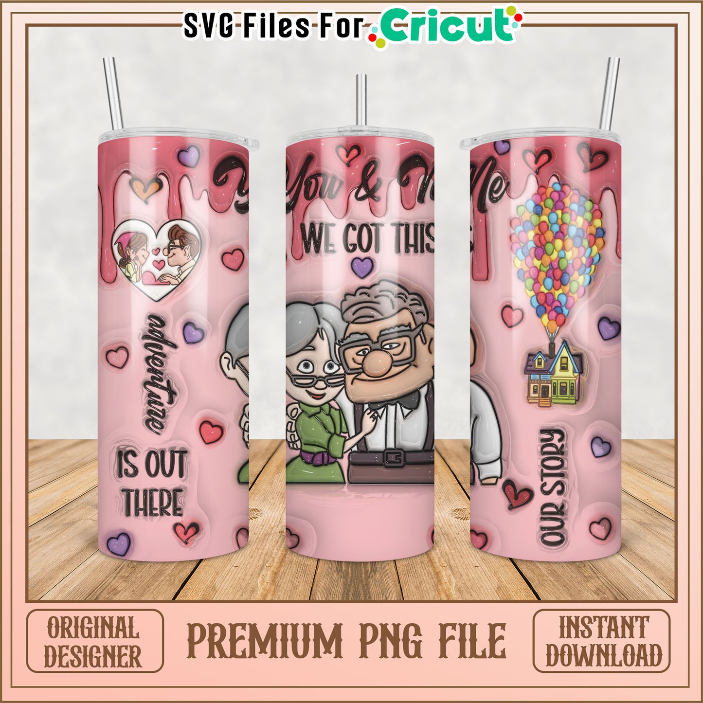 Up PNG Valentines Day Tumbler Design