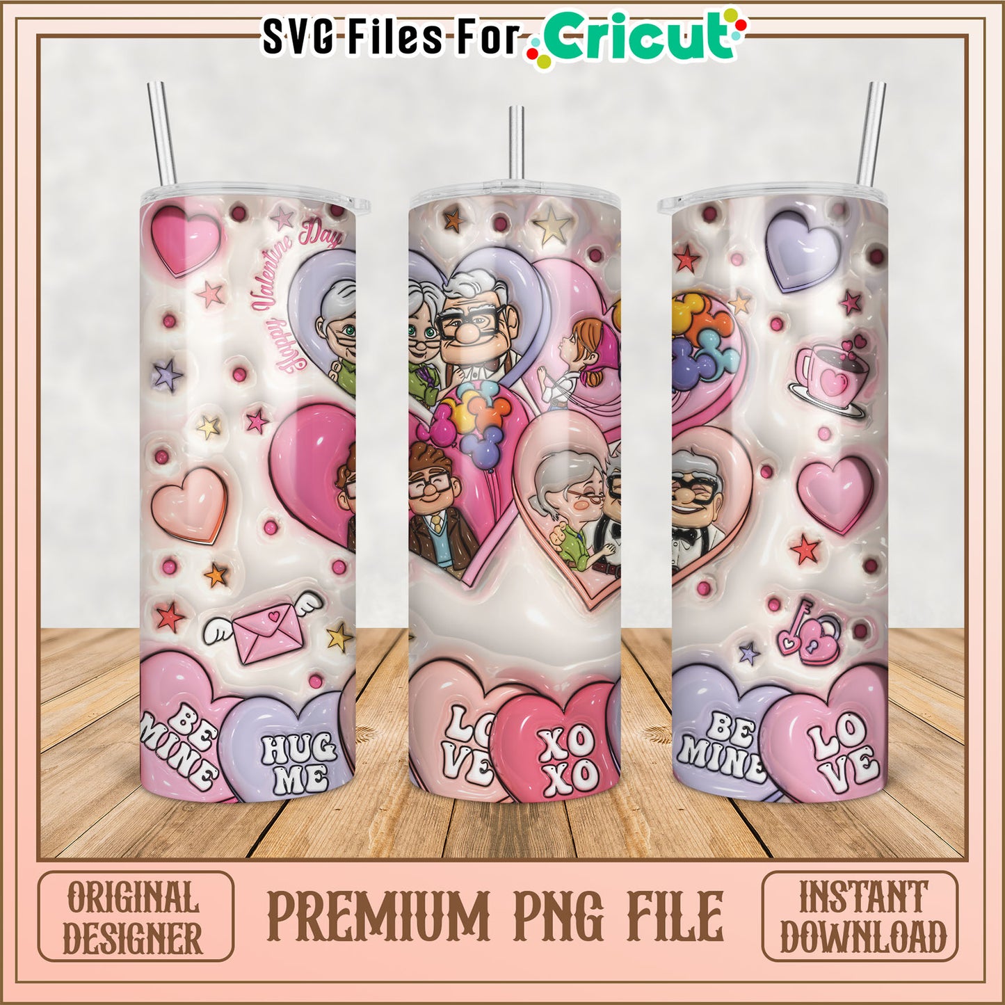 Up Up Valentines Tumbler PNG