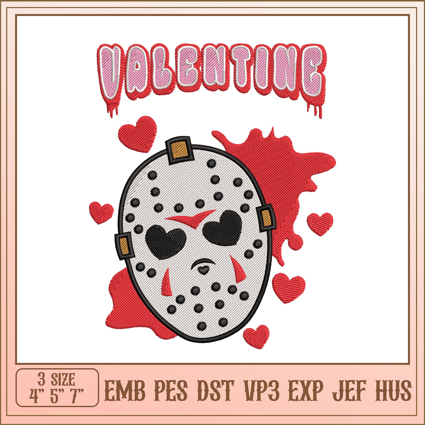 Valentine Horror Mask Embroidery Design