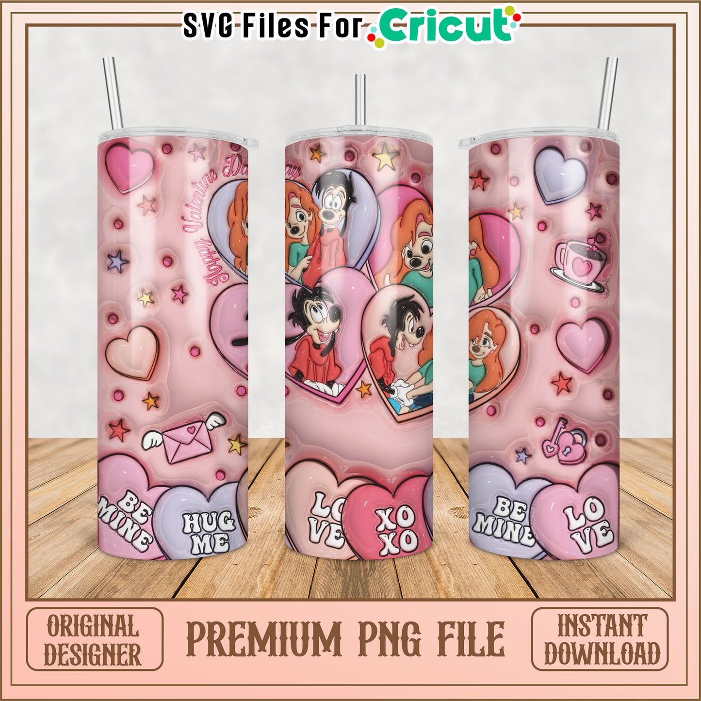 Valentine's Day Tumbler PNG Design for Cricut Crafting Projects