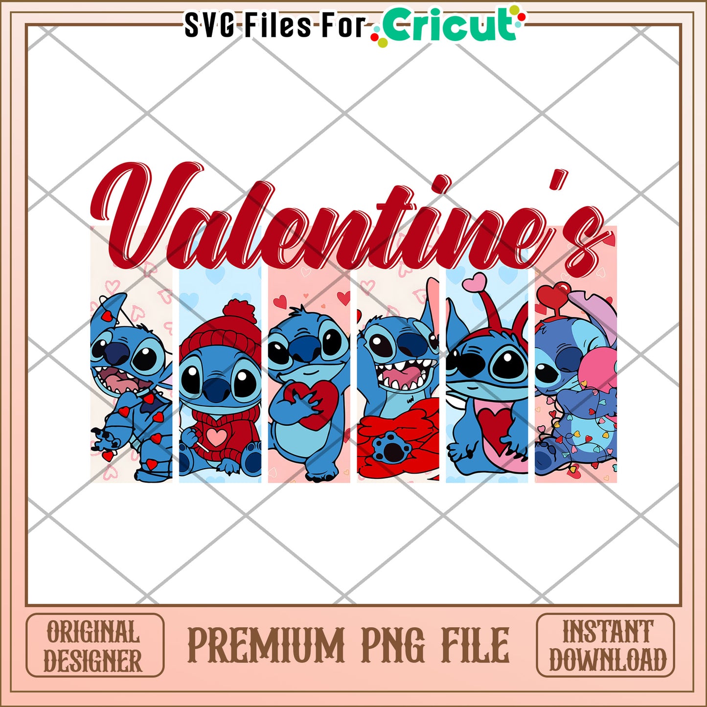 Valentines Day Stitch PNG File for Crafts Download