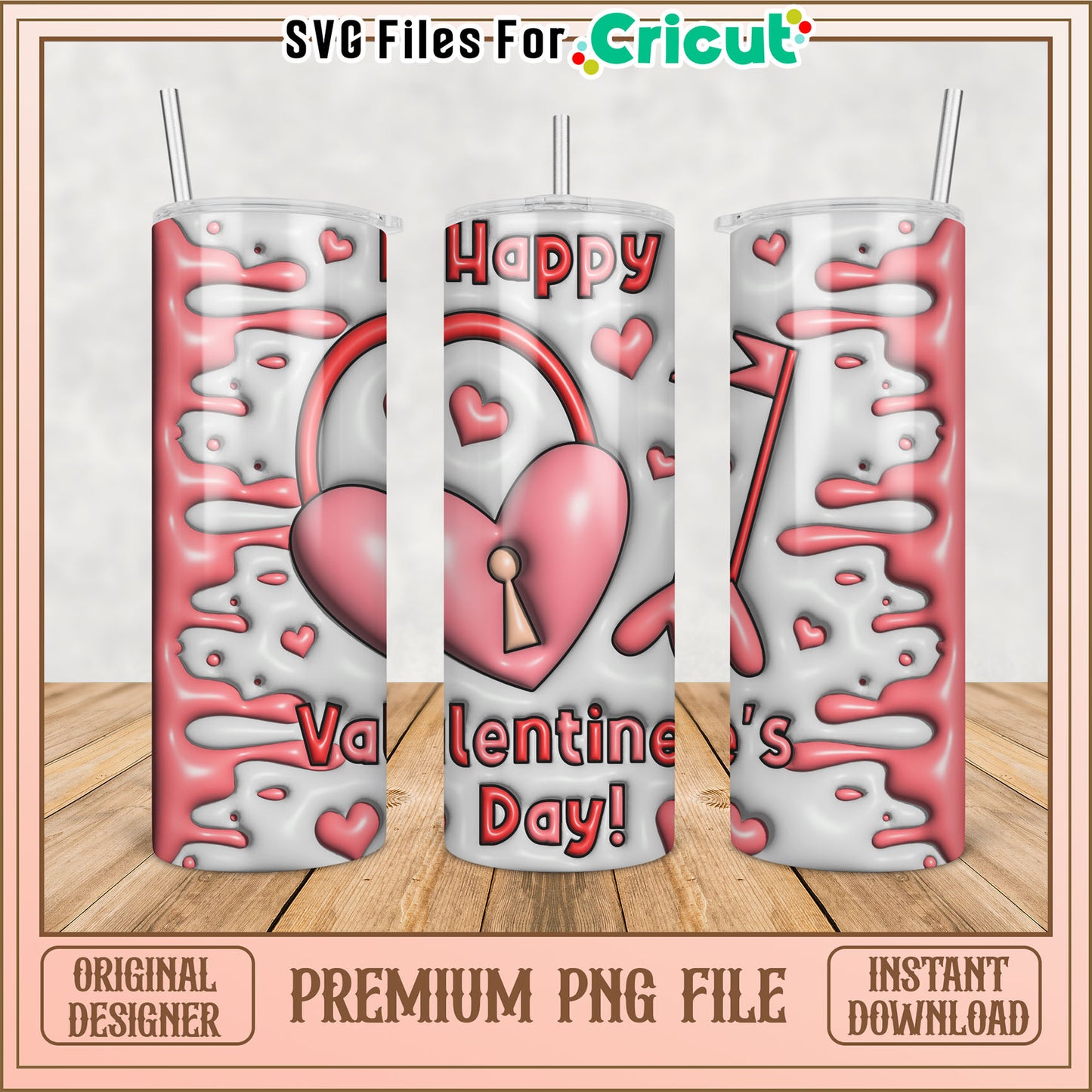 Valentines Day Tumbler PNG Design for Cricut Lovers Instant Download