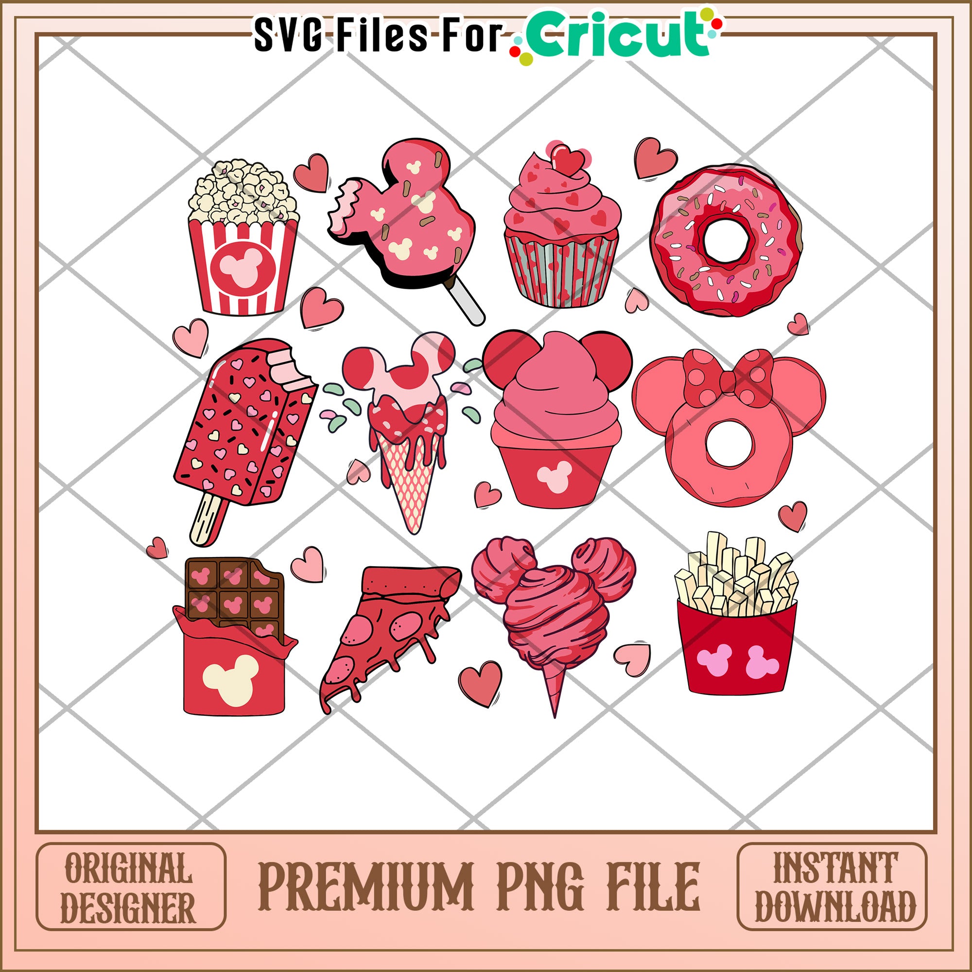 Valentines Disney Food PNG Bundle – svg files for cricut